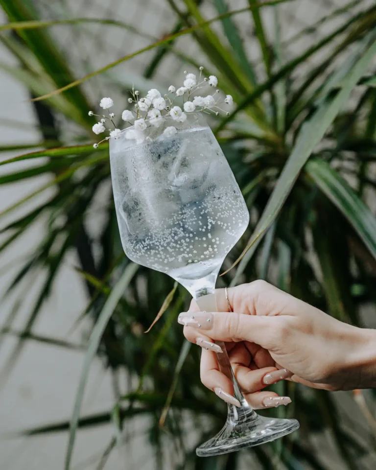catering de coctelería con copa de coctel decorada