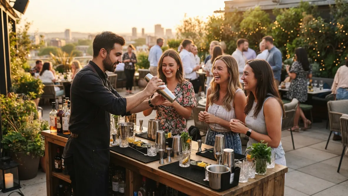 bartender divertido en una despedida de soltera